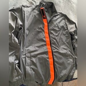 Adidas Men's Graphite Gray RDY Windbreaker With Orange Accents!!